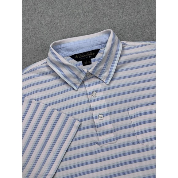 Brooks Brothers Polo Shirt Mens M Pink Original Fit‎ Striped Coastal Preppy - Picture 1 of 14